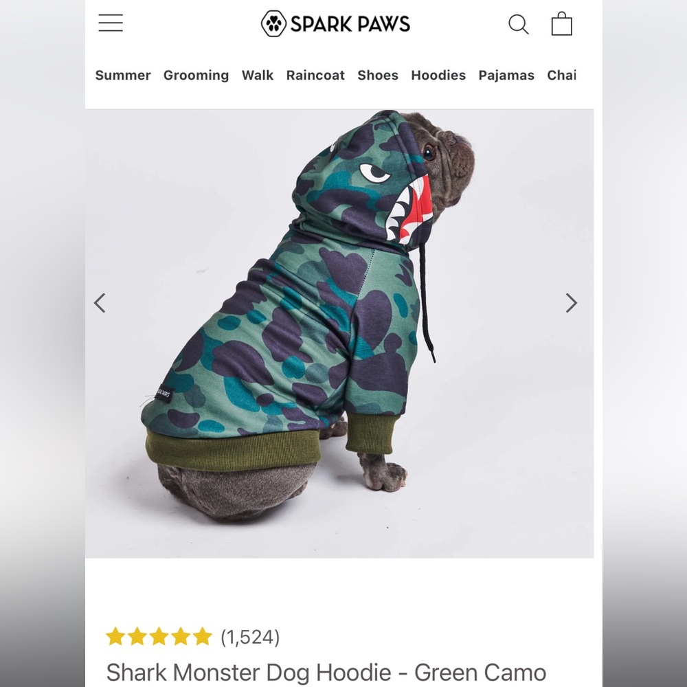 Dog hoodie - Spark Paws Shark monster